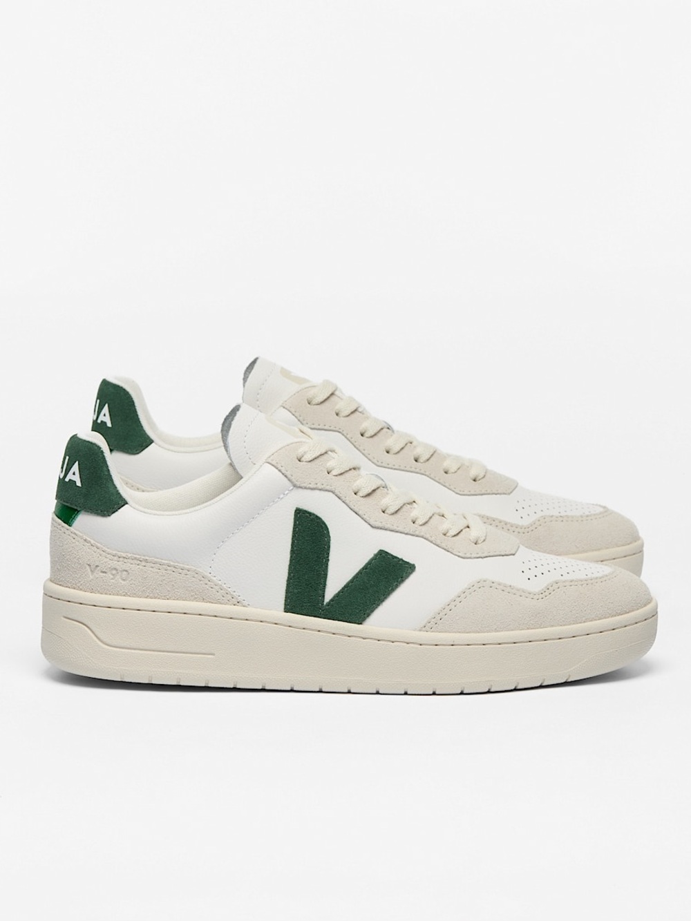 Veja V-90 Leather & Suede White Green Cyprus Sneakers 7